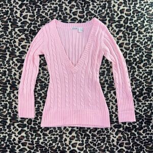Baby Pink Low V Neck Knit Sweater 
🌸🎀